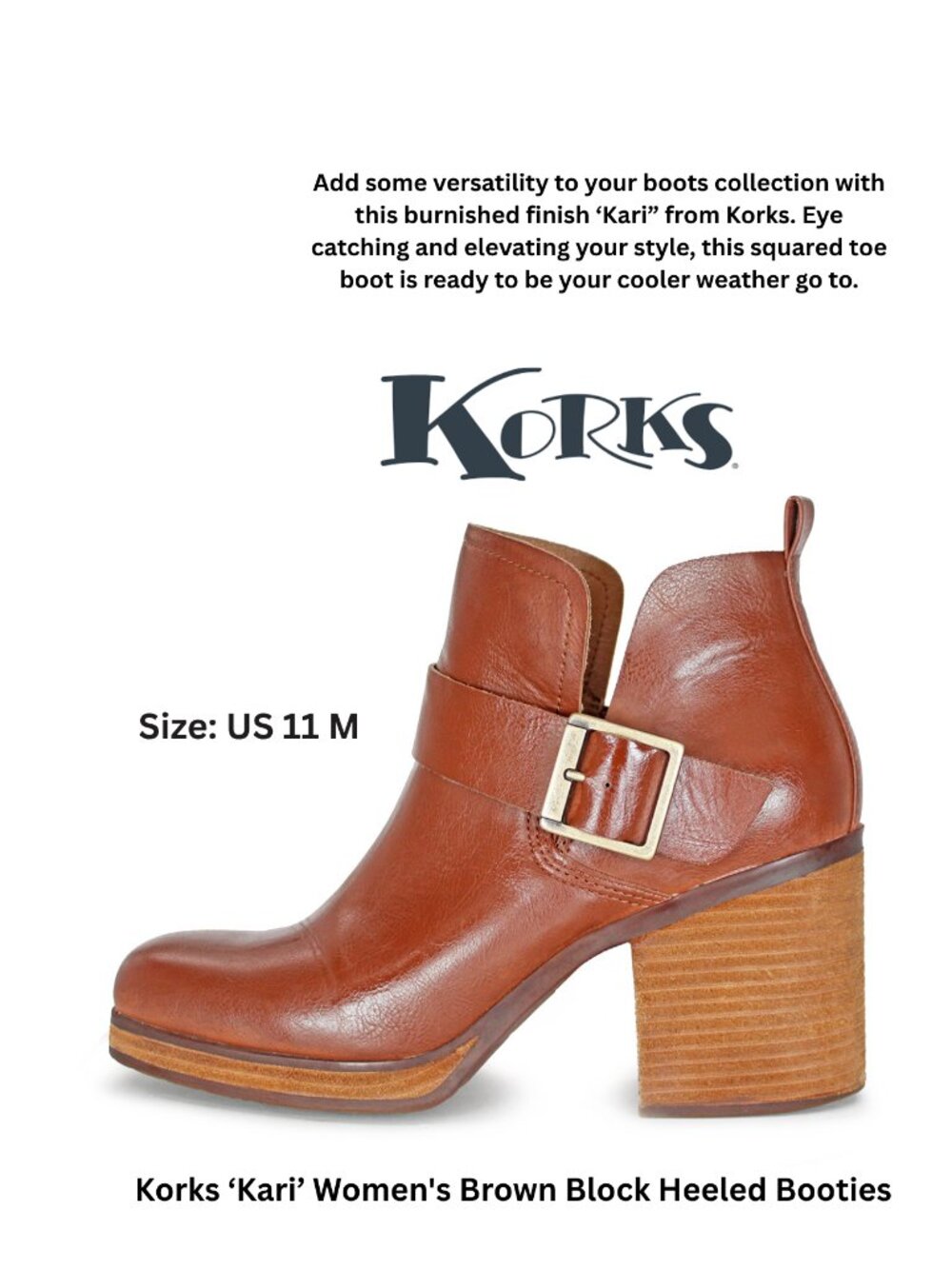 Korks ‘Kari’ Women's Brown Block Heeled Booties